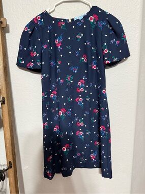 Draper James Navy Floral & Polka Dot Shift Top